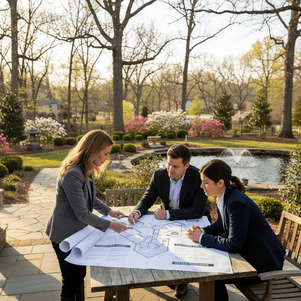 Custom landscape design consultation with detailed plans